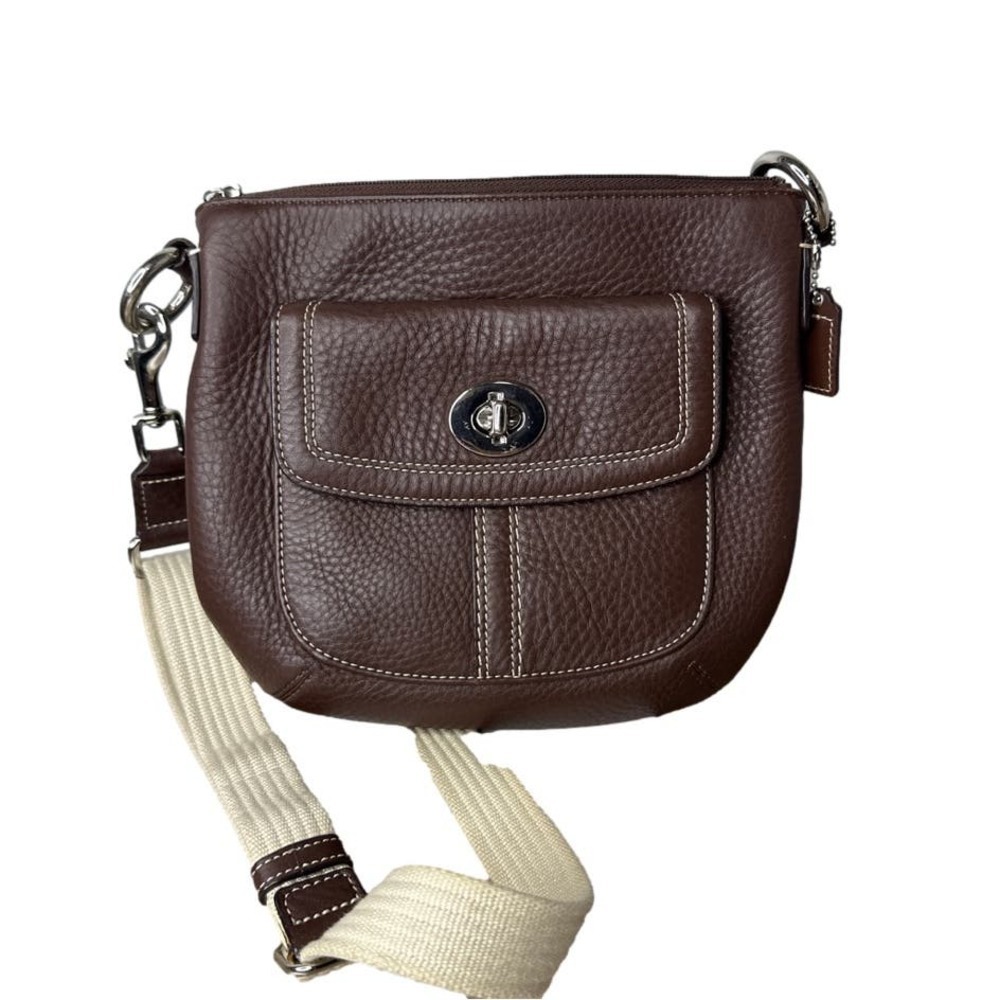COACH Brown Hamilton Pebbled Leather Crossbody